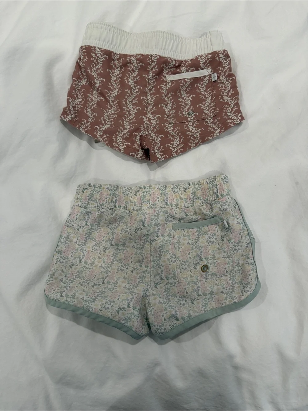 Boys Minnow SET OF 2 Floral Swim Trunks — Dusty Rose and Sage